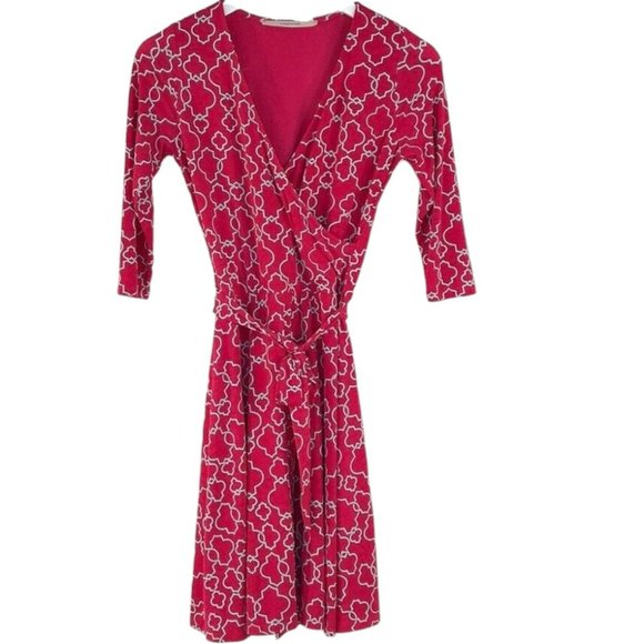 41 Hawthorn Renesme Faux Wrap Dress Stitch Fix - Raspberry - S - Picture 1 of 7